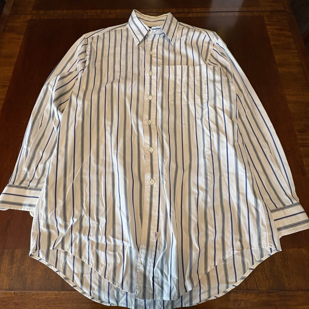 Ralph Lauren Blue Green Stripe Button Down Shirt Classic Fit